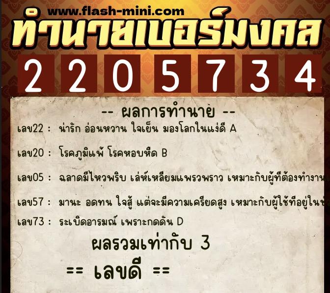 ทำนายเบอร์มงคล 0XX-2205734 ทำนายเบอร์มงคล หมายเลข 062-220573 ทำนายเบอร์มงคล 0XX-2205734 ทำนายเบอร์มงคล หมายเลข 062-220573