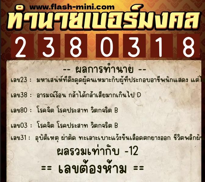 ทำนายเบอร์มงคล 0XX-2380318 ทำนายเบอร์มงคล หมายเลข 096-238031 ทำนายเบอร์มงคล 0XX-2380318 ทำนายเบอร์มงคล หมายเลข 096-238031