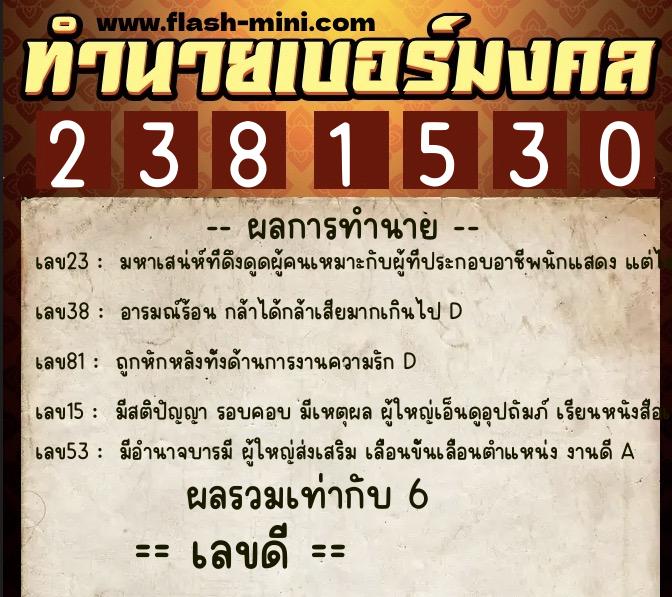 ทำนายเบอร์มงคล 0XX-2381530 ทำนายเบอร์มงคล หมายเลข 083-238153 ทำนายเบอร์มงคล 0XX-2381530 ทำนายเบอร์มงคล หมายเลข 083-238153