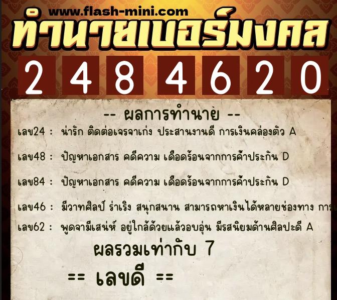 ทำนายเบอร์มงคล 0XX-2484620 ทำนายเบอร์มงคล หมายเลข 084-248462 ทำนายเบอร์มงคล 0XX-2484620 ทำนายเบอร์มงคล หมายเลข 084-248462