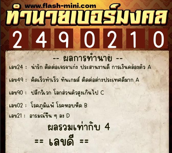 ทำนายเบอร์มงคล 0XX-2490210 ทำนายเบอร์มงคล หมายเลข 092-249021 ทำนายเบอร์มงคล 0XX-2490210 ทำนายเบอร์มงคล หมายเลข 092-249021