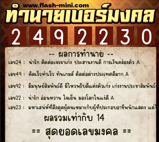 ทำนายเบอร์มงคล 0XX-2492230 ทำนายเบอร์มงคล หมายเลข 067-249223 ทำนายเบอร์มงคล 0XX-2492230 ทำนายเบอร์มงคล หมายเลข 067-249223