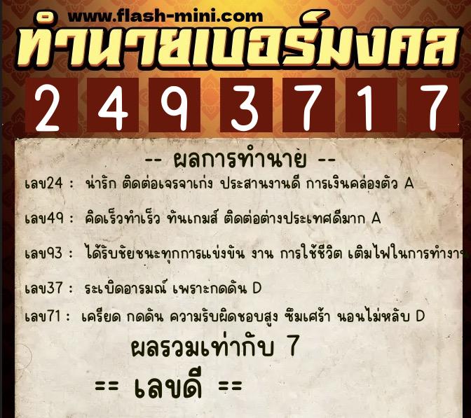 ทำนายเบอร์มงคล 0XX-2493717 ทำนายเบอร์มงคล หมายเลข 062-249371 ทำนายเบอร์มงคล 0XX-2493717 ทำนายเบอร์มงคล หมายเลข 062-249371