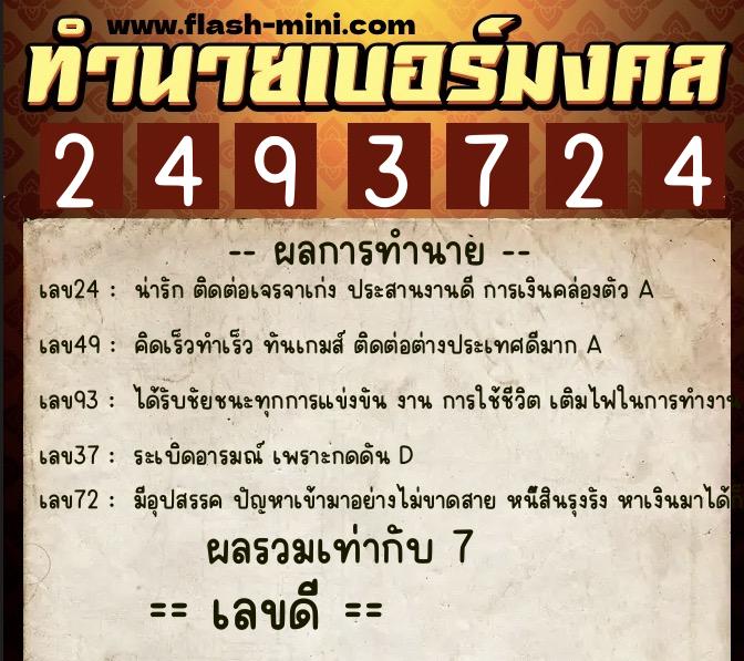 ทำนายเบอร์มงคล 0XX-2493724 ทำนายเบอร์มงคล หมายเลข 091-249372 ทำนายเบอร์มงคล 0XX-2493724 ทำนายเบอร์มงคล หมายเลข 091-249372
