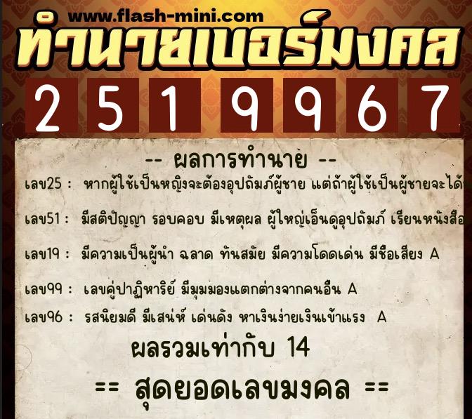 ทำนายเบอร์มงคล 0XX-2519967 ทำนายเบอร์มงคล หมายเลข 094-251996 ทำนายเบอร์มงคล 0XX-2519967 ทำนายเบอร์มงคล หมายเลข 094-251996