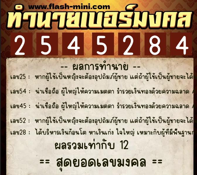ทำนายเบอร์มงคล 0XX-2545284 ทำนายเบอร์มงคล หมายเลข 064-254528 ทำนายเบอร์มงคล 0XX-2545284 ทำนายเบอร์มงคล หมายเลข 064-254528
