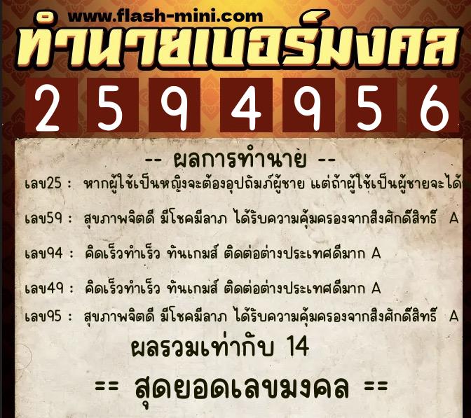 ทำนายเบอร์มงคล 0XX-2594956 ทำนายเบอร์มงคล หมายเลข 065-259495 ทำนายเบอร์มงคล 0XX-2594956 ทำนายเบอร์มงคล หมายเลข 065-259495