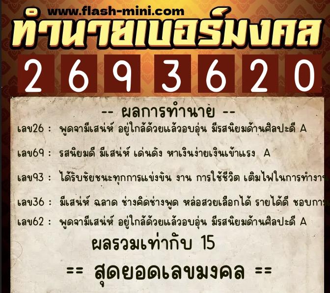 ทำนายเบอร์มงคล 0XX-2693620 ทำนายเบอร์มงคล หมายเลข 088-269362 ทำนายเบอร์มงคล 0XX-2693620 ทำนายเบอร์มงคล หมายเลข 088-269362