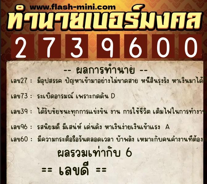 ทำนายเบอร์มงคล 0XX-2739600 ทำนายเบอร์มงคล หมายเลข 083-273960 ทำนายเบอร์มงคล 0XX-2739600 ทำนายเบอร์มงคล หมายเลข 083-273960