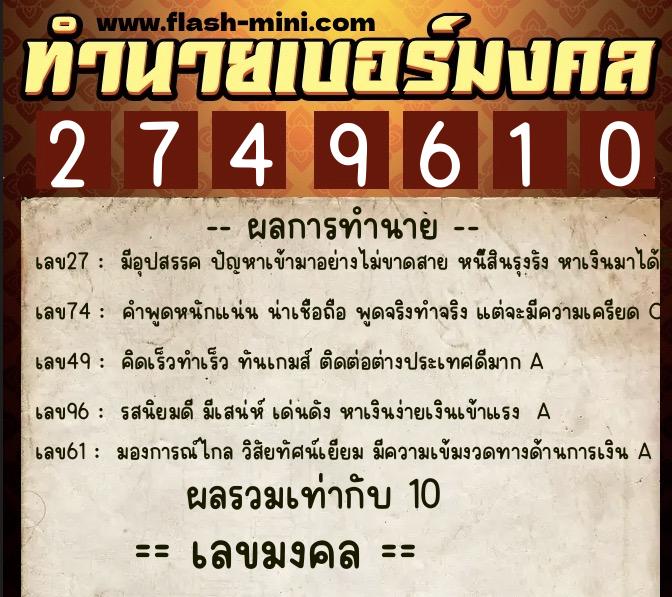 ทำนายเบอร์มงคล 0XX-2749610 ทำนายเบอร์มงคล หมายเลข 082-274961 ทำนายเบอร์มงคล 0XX-2749610 ทำนายเบอร์มงคล หมายเลข 082-274961