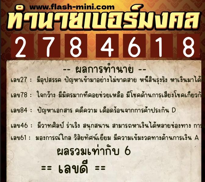 ทำนายเบอร์มงคล 0XX-2784618 ทำนายเบอร์มงคล หมายเลข 088-278461 ทำนายเบอร์มงคล 0XX-2784618 ทำนายเบอร์มงคล หมายเลข 088-278461