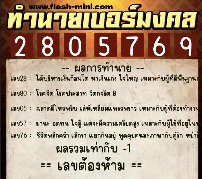 ทำนายเบอร์มงคล 0XX-2805769 ทำนายเบอร์มงคล หมายเลข 093-280576 ทำนายเบอร์มงคล 0XX-2805769 ทำนายเบอร์มงคล หมายเลข 093-280576