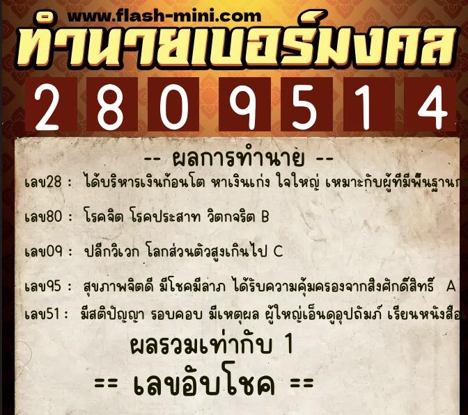 ทำนายเบอร์มงคล 0XX-2809514 ทำนายเบอร์มงคล หมายเลข 082-280951 ทำนายเบอร์มงคล 0XX-2809514 ทำนายเบอร์มงคล หมายเลข 082-280951