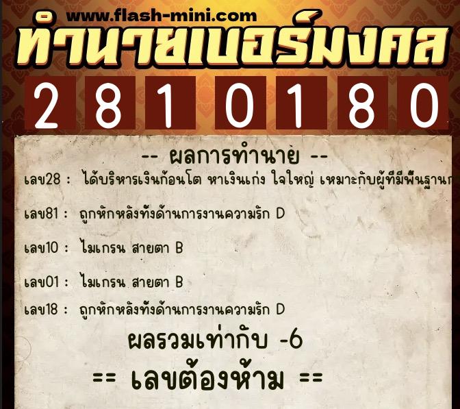 ทำนายเบอร์มงคล 0XX-2810180 ทำนายเบอร์มงคล หมายเลข 098-281018 ทำนายเบอร์มงคล 0XX-2810180 ทำนายเบอร์มงคล หมายเลข 098-281018