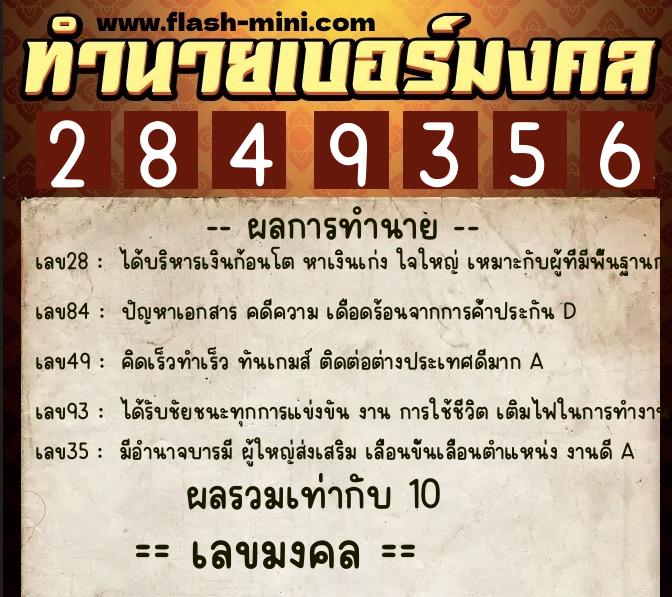 ทำนายเบอร์มงคล 0XX-2849356 ทำนายเบอร์มงคล หมายเลข 066-284935 ทำนายเบอร์มงคล 0XX-2849356 ทำนายเบอร์มงคล หมายเลข 066-284935