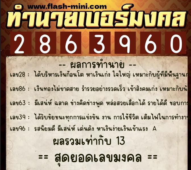 ทำนายเบอร์มงคล 0XX-2863960 ทำนายเบอร์มงคล หมายเลข 068-286396 ทำนายเบอร์มงคล 0XX-2863960 ทำนายเบอร์มงคล หมายเลข 068-286396