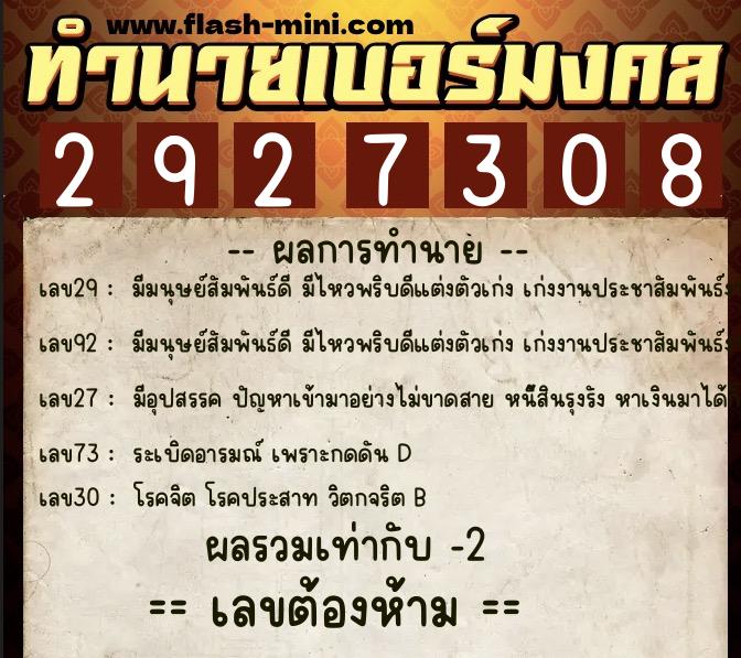 ทำนายเบอร์มงคล 0XX-2927308 ทำนายเบอร์มงคล หมายเลข 094-292730 ทำนายเบอร์มงคล 0XX-2927308 ทำนายเบอร์มงคล หมายเลข 094-292730