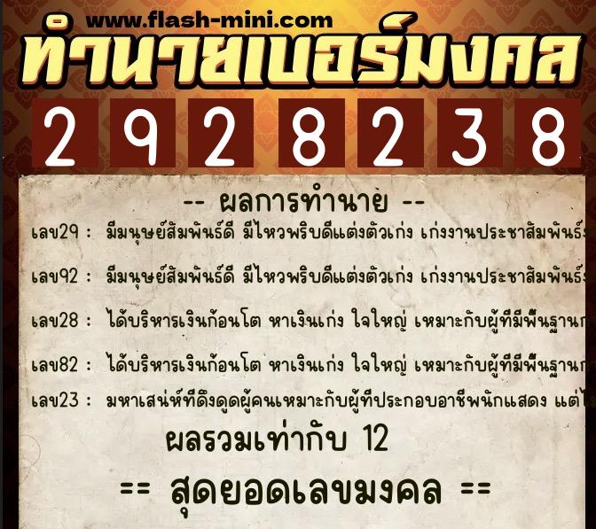 ทำนายเบอร์มงคล 0XX-2928238 ทำนายเบอร์มงคล หมายเลข 060-292823 ทำนายเบอร์มงคล 0XX-2928238 ทำนายเบอร์มงคล หมายเลข 060-292823