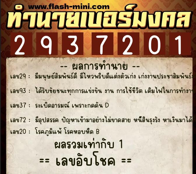 ทำนายเบอร์มงคล 0XX-2937201 ทำนายเบอร์มงคล หมายเลข 061-293720 ทำนายเบอร์มงคล 0XX-2937201 ทำนายเบอร์มงคล หมายเลข 061-293720