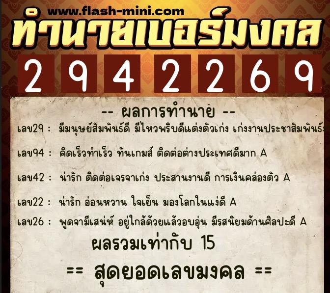 ทำนายเบอร์มงคล 0XX-2942269 ทำนายเบอร์มงคล หมายเลข 084-294226 ทำนายเบอร์มงคล 0XX-2942269 ทำนายเบอร์มงคล หมายเลข 084-294226