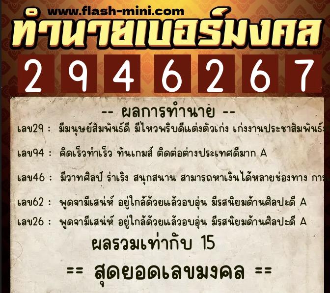 ทำนายเบอร์มงคล 0XX-2946267 ทำนายเบอร์มงคล หมายเลข 096-294626 ทำนายเบอร์มงคล 0XX-2946267 ทำนายเบอร์มงคล หมายเลข 096-294626