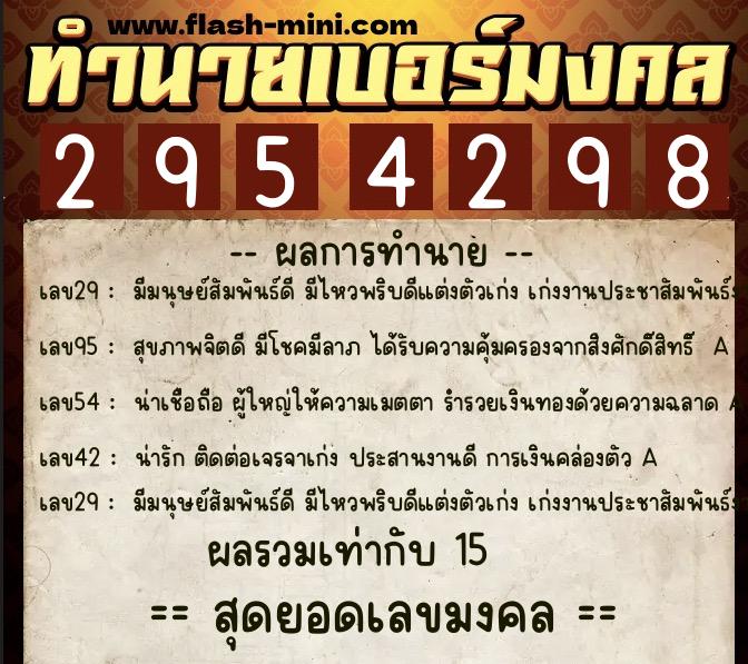 ทำนายเบอร์มงคล 0XX-2954298 ทำนายเบอร์มงคล หมายเลข 088-295429 ทำนายเบอร์มงคล 0XX-2954298 ทำนายเบอร์มงคล หมายเลข 088-295429