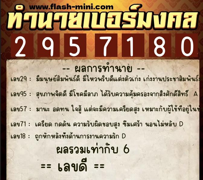 ทำนายเบอร์มงคล 0XX-2957180 ทำนายเบอร์มงคล หมายเลข 093-295718 ทำนายเบอร์มงคล 0XX-2957180 ทำนายเบอร์มงคล หมายเลข 093-295718