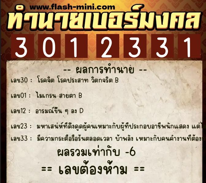 ทำนายเบอร์มงคล 0XX-3012331 ทำนายเบอร์มงคล หมายเลข 068-301233 ทำนายเบอร์มงคล 0XX-3012331 ทำนายเบอร์มงคล หมายเลข 068-301233