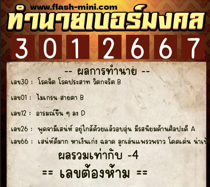 ทำนายเบอร์มงคล 0XX-3012667 ทำนายเบอร์มงคล หมายเลข 099-301266 ทำนายเบอร์มงคล 0XX-3012667 ทำนายเบอร์มงคล หมายเลข 099-301266