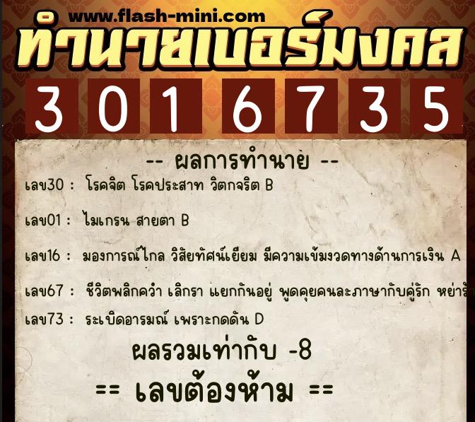 ทำนายเบอร์มงคล 0XX-3016735  ทำนายเบอร์มงคล หมายเลข 099-301673  ทำนายเบอร์มงคล 0XX-3016735  ทำนายเบอร์มงคล หมายเลข 099-301673