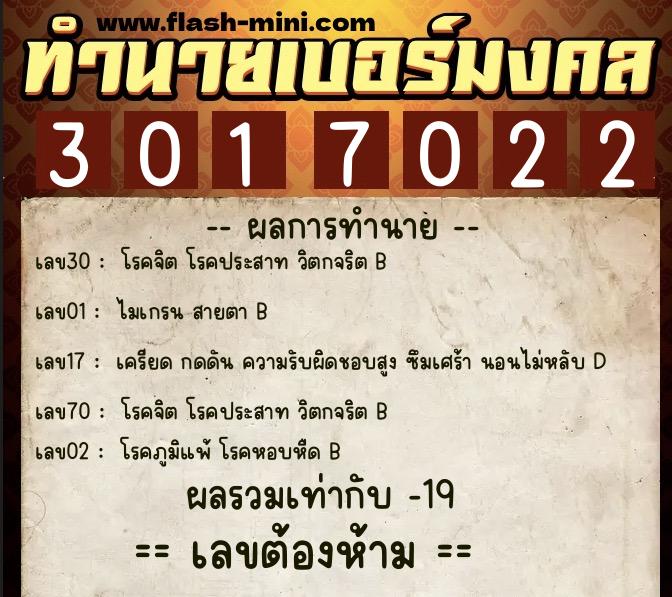 ทำนายเบอร์มงคล 0XX-3017022 ทำนายเบอร์มงคล หมายเลข 065-301702 ทำนายเบอร์มงคล 0XX-3017022 ทำนายเบอร์มงคล หมายเลข 065-301702