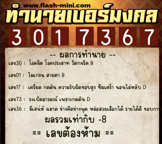 ทำนายเบอร์มงคล 0XX-3017367 ทำนายเบอร์มงคล หมายเลข 068-301736 ทำนายเบอร์มงคล 0XX-3017367 ทำนายเบอร์มงคล หมายเลข 068-301736