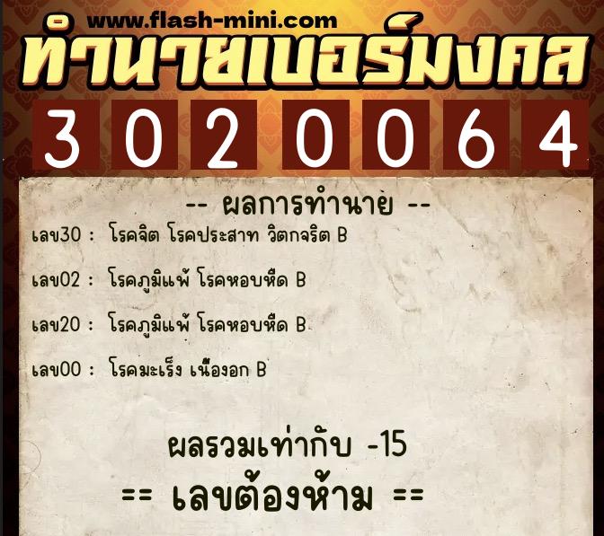 ทำนายเบอร์มงคล 0XX-3020064 ทำนายเบอร์มงคล หมายเลข 097-302006 ทำนายเบอร์มงคล 0XX-3020064 ทำนายเบอร์มงคล หมายเลข 097-302006