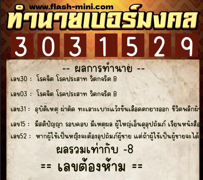 ทำนายเบอร์มงคล 0XX-3031529 ทำนายเบอร์มงคล หมายเลข 062-303152 ทำนายเบอร์มงคล 0XX-3031529 ทำนายเบอร์มงคล หมายเลข 062-303152