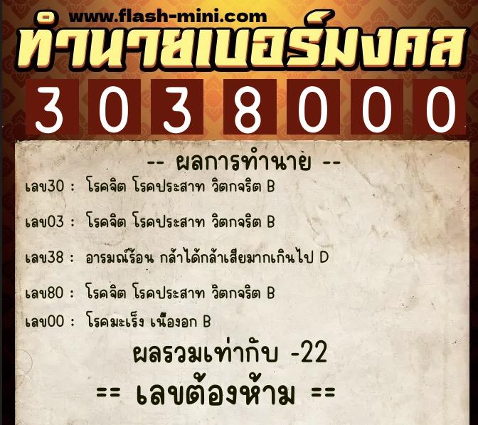 ทำนายเบอร์มงคล 0XX-3038000 ทำนายเบอร์มงคล หมายเลข 084-303800 ทำนายเบอร์มงคล 0XX-3038000 ทำนายเบอร์มงคล หมายเลข 084-303800