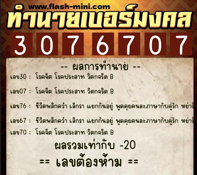 ทำนายเบอร์มงคล 0XX-3076707 ทำนายเบอร์มงคล หมายเลข 096-307670 ทำนายเบอร์มงคล 0XX-3076707 ทำนายเบอร์มงคล หมายเลข 096-307670