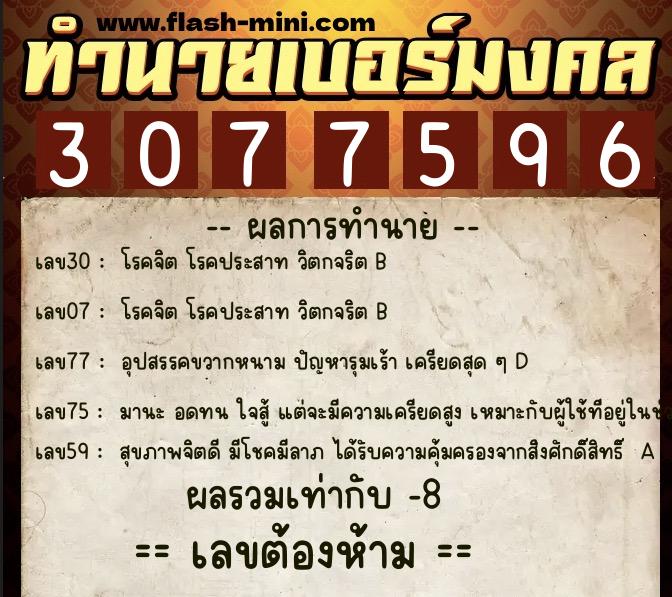 ทำนายเบอร์มงคล 0XX-3077596 ทำนายเบอร์มงคล หมายเลข 095-307759 ทำนายเบอร์มงคล 0XX-3077596 ทำนายเบอร์มงคล หมายเลข 095-307759