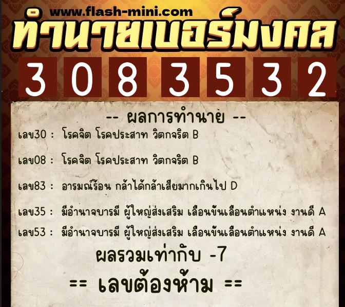 ทำนายเบอร์มงคล 0XX-3083532 ทำนายเบอร์มงคล หมายเลข 090-308353 ทำนายเบอร์มงคล 0XX-3083532 ทำนายเบอร์มงคล หมายเลข 090-308353
