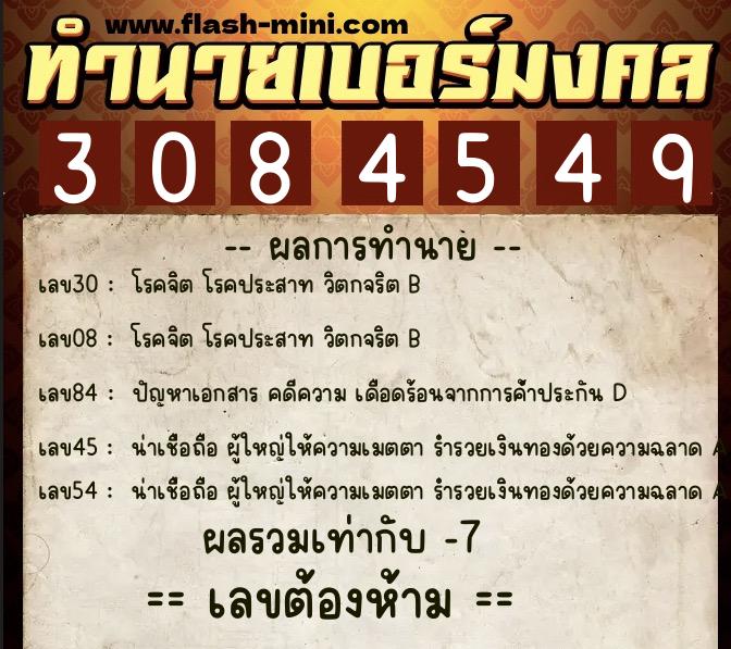 ทำนายเบอร์มงคล 0XX-3084549 ทำนายเบอร์มงคล หมายเลข 065-308454 ทำนายเบอร์มงคล 0XX-3084549 ทำนายเบอร์มงคล หมายเลข 065-308454