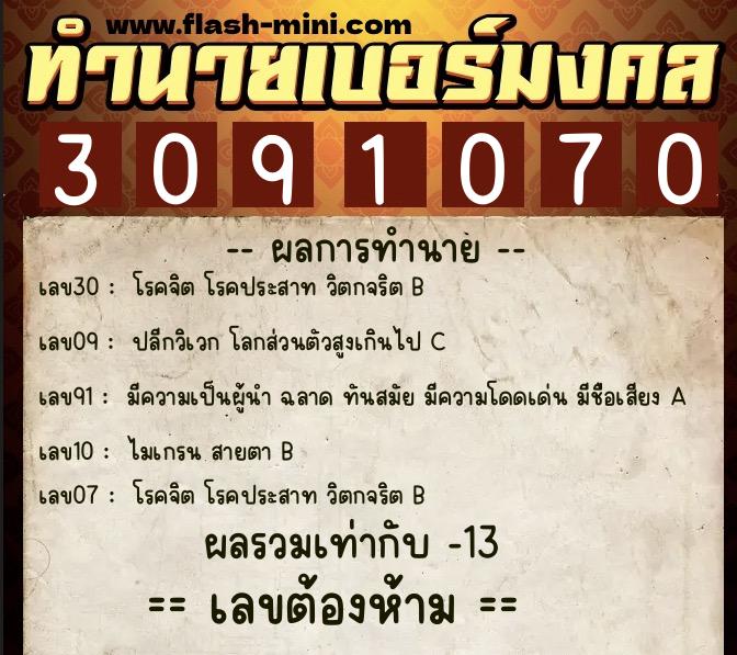 ทำนายเบอร์มงคล 0XX-3091070 ทำนายเบอร์มงคล หมายเลข 097-309107 ทำนายเบอร์มงคล 0XX-3091070 ทำนายเบอร์มงคล หมายเลข 097-309107