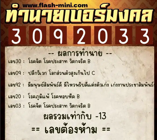 ทำนายเบอร์มงคล 0XX-3092033 ทำนายเบอร์มงคล หมายเลข 060-309203 ทำนายเบอร์มงคล 0XX-3092033 ทำนายเบอร์มงคล หมายเลข 060-309203