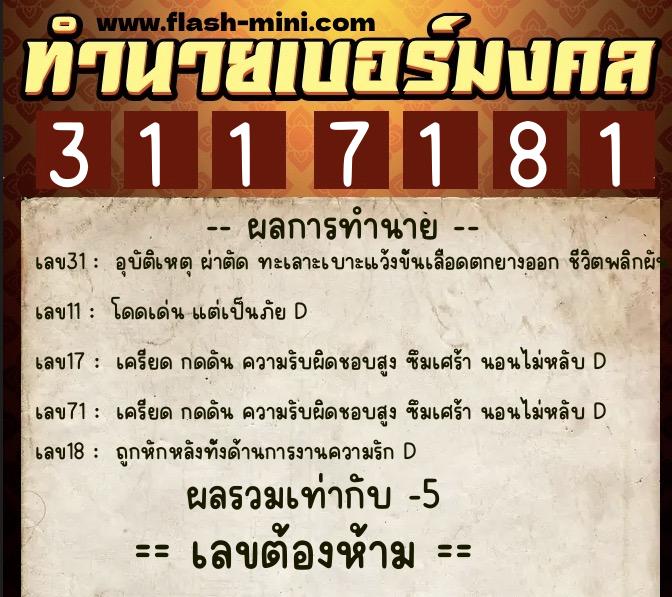 ทำนายเบอร์มงคล 0XX-3117181 ทำนายเบอร์มงคล หมายเลข 084-311718 ทำนายเบอร์มงคล 0XX-3117181 ทำนายเบอร์มงคล หมายเลข 084-311718