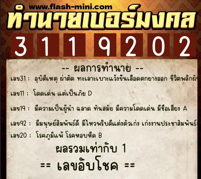 ทำนายเบอร์มงคล 0XX-3119202 ทำนายเบอร์มงคล หมายเลข 088-311920 ทำนายเบอร์มงคล 0XX-3119202 ทำนายเบอร์มงคล หมายเลข 088-311920