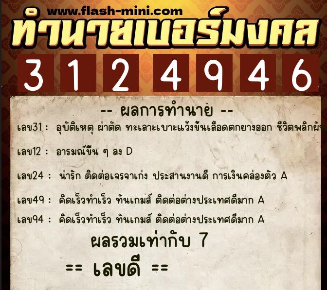 ทำนายเบอร์มงคล 0XX-3124946 ทำนายเบอร์มงคล หมายเลข 060-312494 ทำนายเบอร์มงคล 0XX-3124946 ทำนายเบอร์มงคล หมายเลข 060-312494