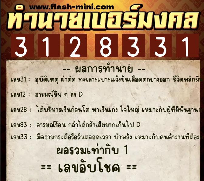 ทำนายเบอร์มงคล 0XX-3128331 ทำนายเบอร์มงคล หมายเลข 094-312833 ทำนายเบอร์มงคล 0XX-3128331 ทำนายเบอร์มงคล หมายเลข 094-312833