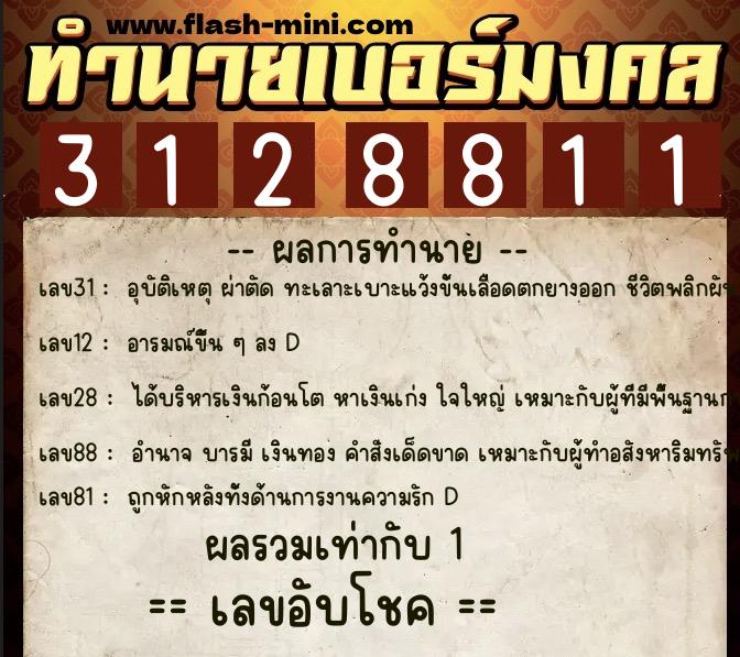 ทำนายเบอร์มงคล 0XX-3128811 ทำนายเบอร์มงคล หมายเลข 067-312881 ทำนายเบอร์มงคล 0XX-3128811 ทำนายเบอร์มงคล หมายเลข 067-312881