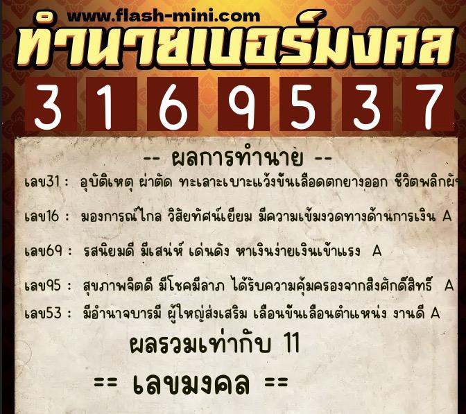 ทำนายเบอร์มงคล 0XX-3169537 ทำนายเบอร์มงคล หมายเลข 066-316953 ทำนายเบอร์มงคล 0XX-3169537 ทำนายเบอร์มงคล หมายเลข 066-316953