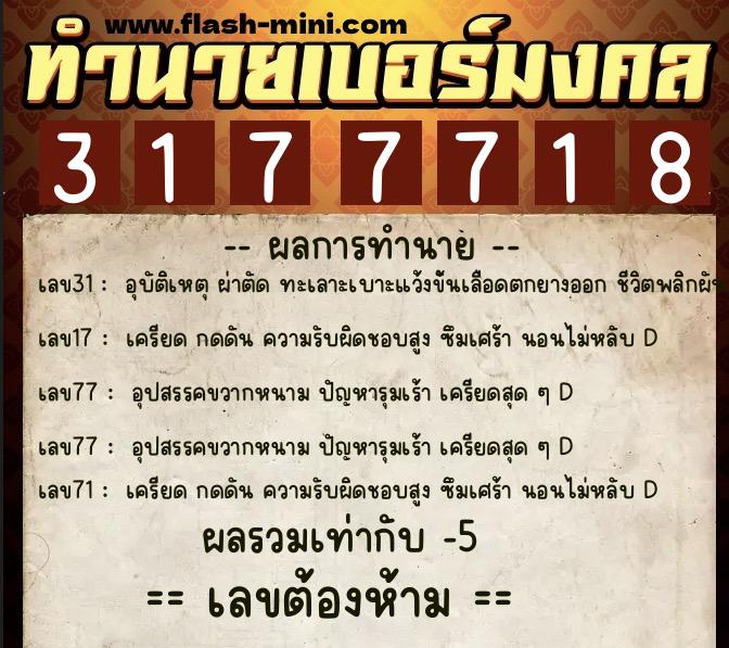 ทำนายเบอร์มงคล 0XX-3177718  ทำนายเบอร์มงคล หมายเลข 099-317771  ทำนายเบอร์มงคล 0XX-3177718  ทำนายเบอร์มงคล หมายเลข 099-317771