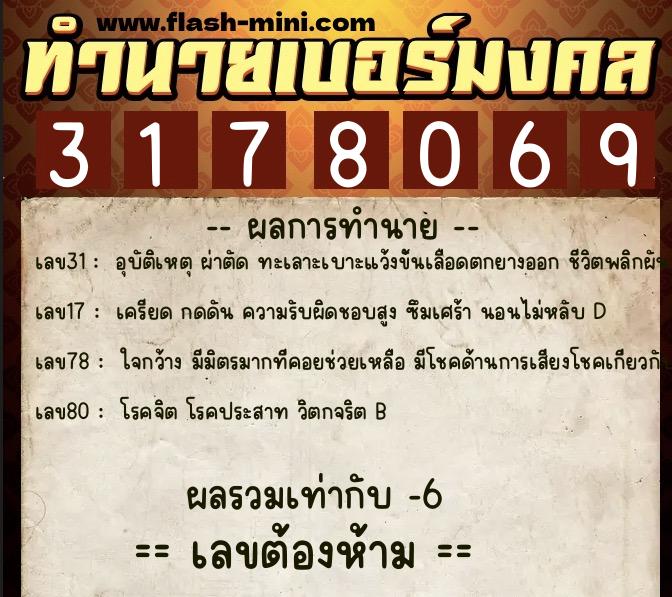 ทำนายเบอร์มงคล 0XX-3178069 ทำนายเบอร์มงคล หมายเลข 092-317806 ทำนายเบอร์มงคล 0XX-3178069 ทำนายเบอร์มงคล หมายเลข 092-317806