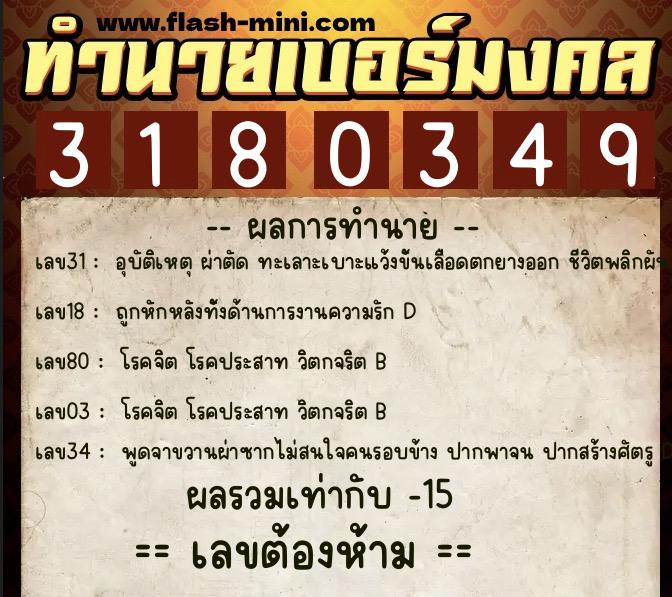 ทำนายเบอร์มงคล 0XX-3180349 ทำนายเบอร์มงคล หมายเลข 063-318034 ทำนายเบอร์มงคล 0XX-3180349 ทำนายเบอร์มงคล หมายเลข 063-318034
